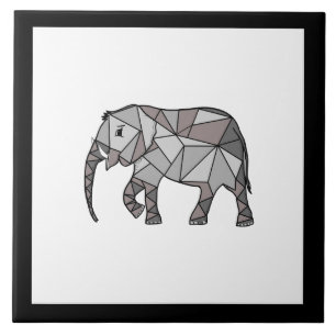 Azulejo Elefante cutáneo geométrico negro y blanco