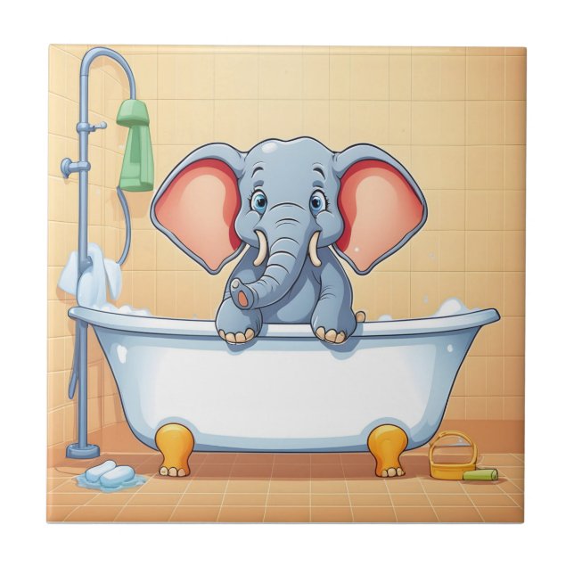 Azulejo Elefante en el baño (Frente)