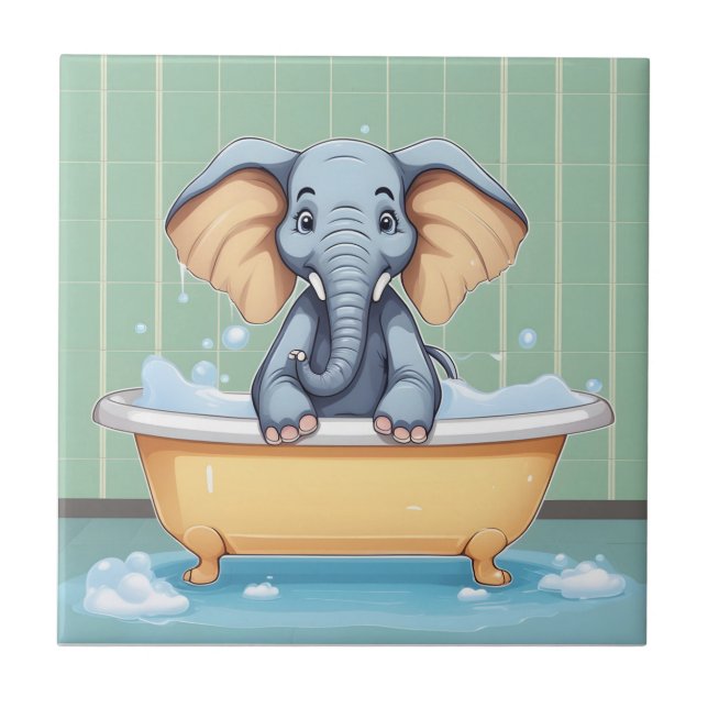 Azulejo Elefante en el baño (Frente)