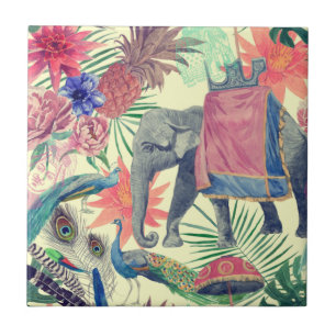 Azulejo Elefante exótico Bonito Peacock