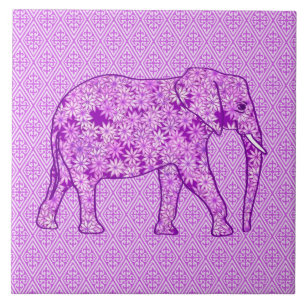 Azulejo Elefante flor - púrpura amatista