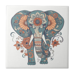 Azulejo Elefante Floral del patrón Boho