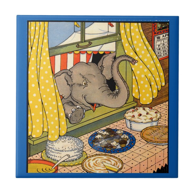 Azulejo elefante golpeando la cabeza por la ventana (Frente)