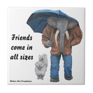 Azulejo Elefante hombre paseando perros Fantasía Tile deco