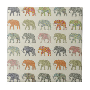Azulejo Elefante Patrón Animal Colorido Contemporáneo
