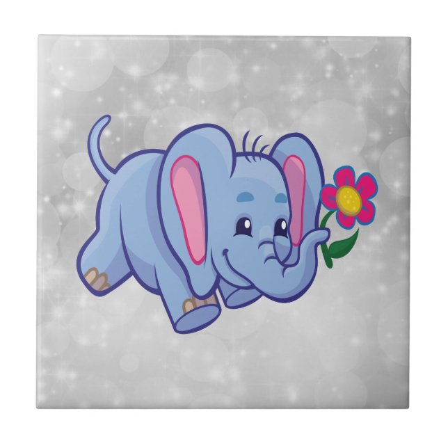 Azulejo elefante personalizado lindo (Frente)