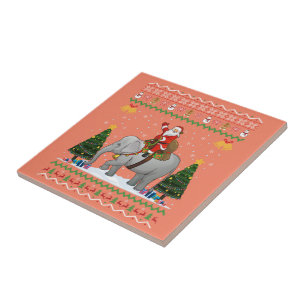 Azulejo Elefante regalo de Navidad feo en elefante