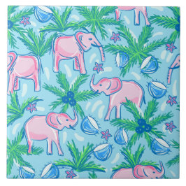 Azulejo Elefante rosa Preppy