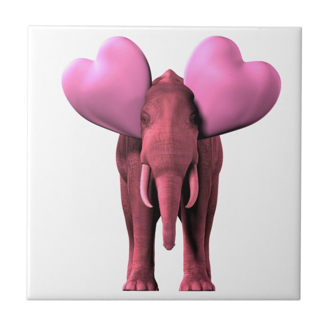 Azulejo Elefante rosa romántico (Frente)