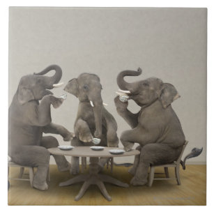 Azulejo Elefantes que tienen la fiesta del té