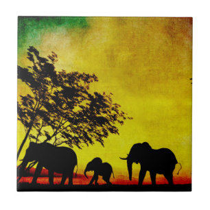 Azulejo Elefantes Sunset