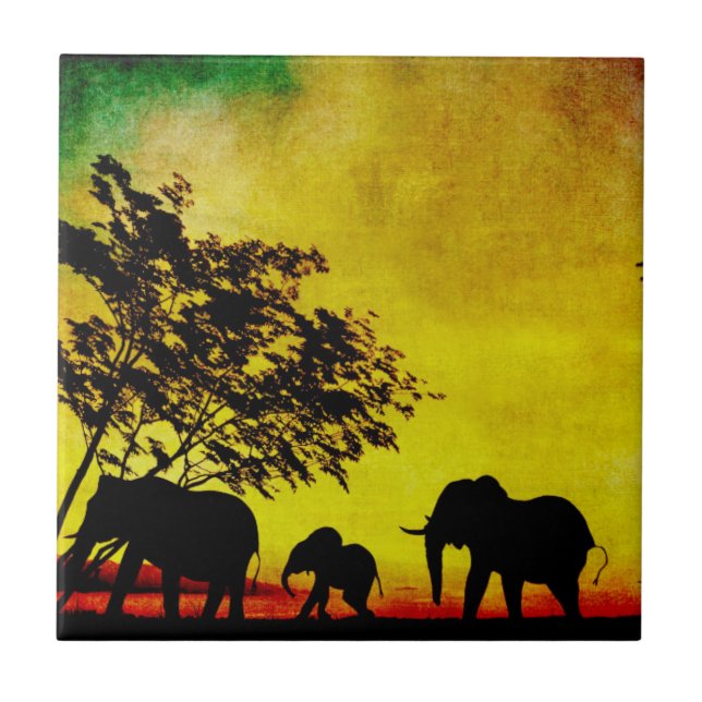Azulejo Elefantes Sunset (Frente)