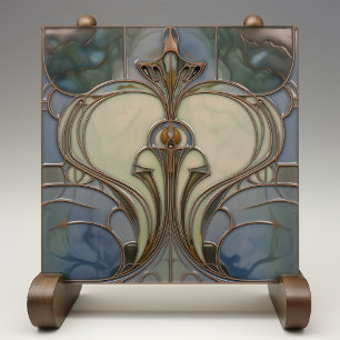 Azulejo Elegancia Art Nouveau Jade Bronce