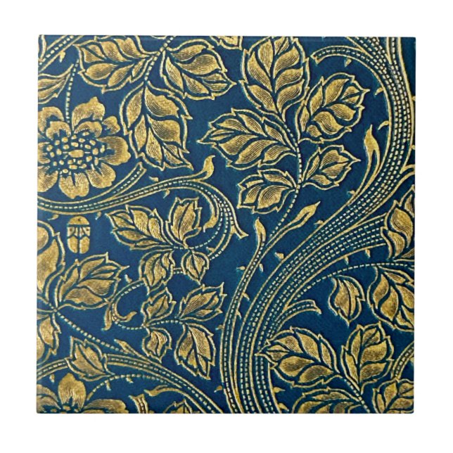 Azulejo Elegancia Azul Dorada  (Frente)