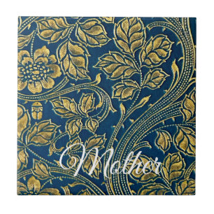 Azulejo Elegancia Azul Dorada 