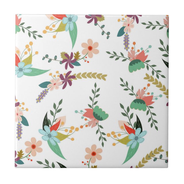 Azulejo Elegancia botánica" Patrón floral (Frente)
