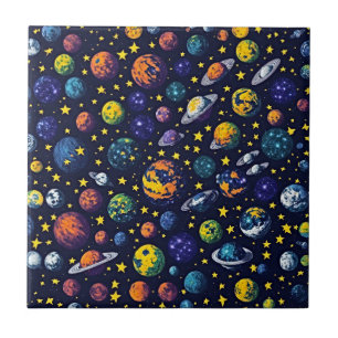 Azulejo Elegancia celeste: Retro cósmico