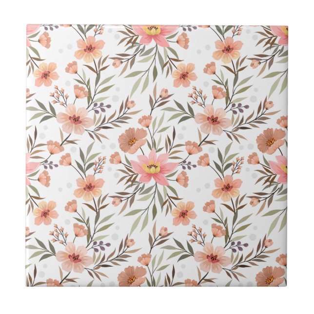 Azulejo Elegancia de abrazo: Floral de boho rosa (Frente)