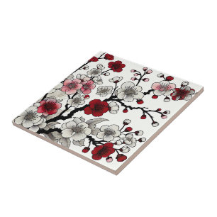 Azulejo Elegancia de Flor de Crimson - Flora Inspirada en 
