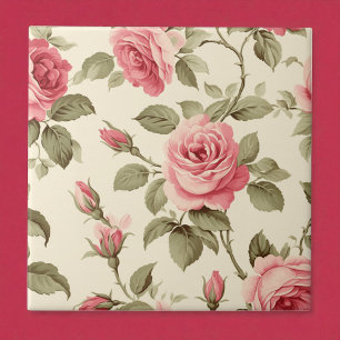 Azulejo Elegancia de Flor de Melocotón de Pétalo Rosa