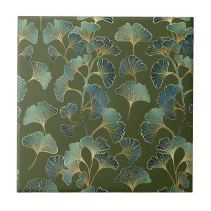 Azulejo Elegancia de Ginkgo Esmeralda – Botánica de Lujo e