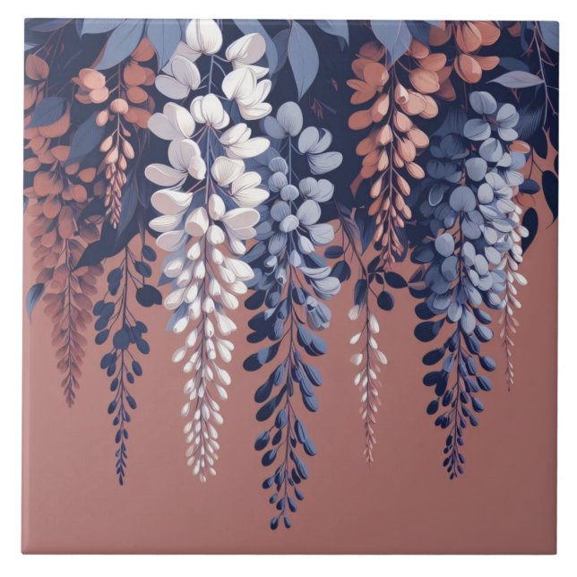 Azulejo Elegancia de la Marina y la Wisteria Rosa (Frente)