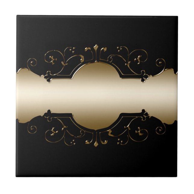 Azulejo Elegancia en negro y oro (Frente)