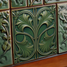 Elegancia Esmeralda Estilo Art Nouveau Tile Cerámi