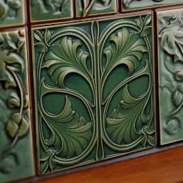 Azulejo Elegancia Esmeralda Estilo Art Nouveau Tile Cerámi
