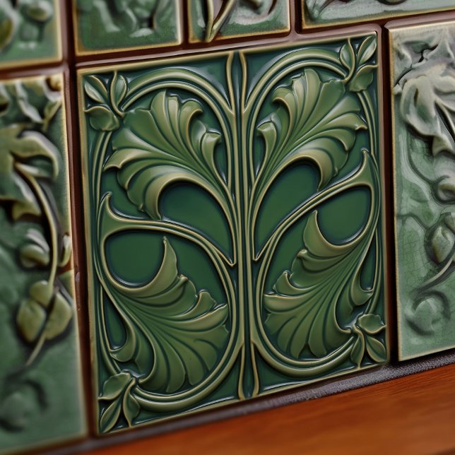 Azulejo Elegancia Esmeralda Estilo Art Nouveau Tile Cerámi (Subido por el creador)