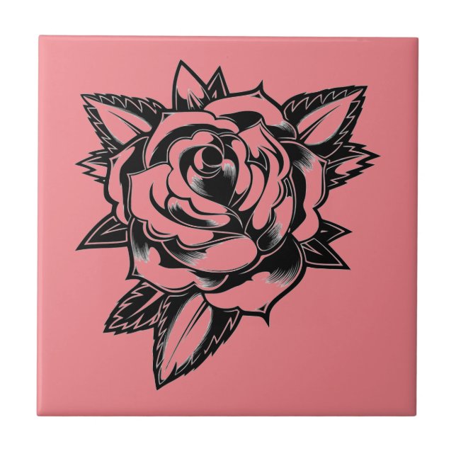 Azulejo Elegancia eterna para tu tatuaje de Rosa retro esp (Frente)