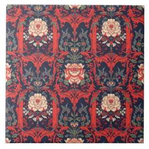 Azulejo Elegancia floral Art Nouveau en negrita