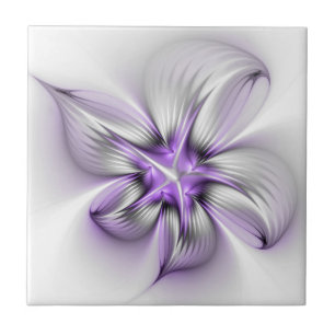 Azulejo Elegancia floral arte abstracto moderno violeta fr