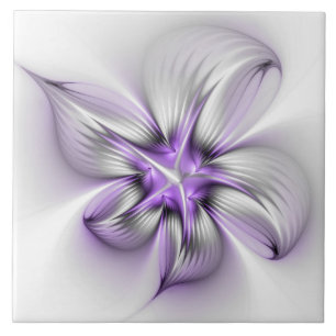 Azulejo Elegancia floral arte abstracto moderno violeta fr