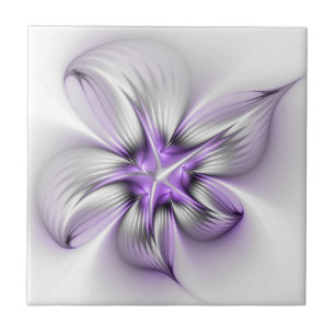 Azulejo Elegancia floral moderna arte abstracto violeta fr