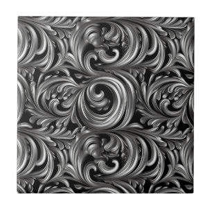 Azulejo Elegancia líquida - Patrón metálico de líquido neg