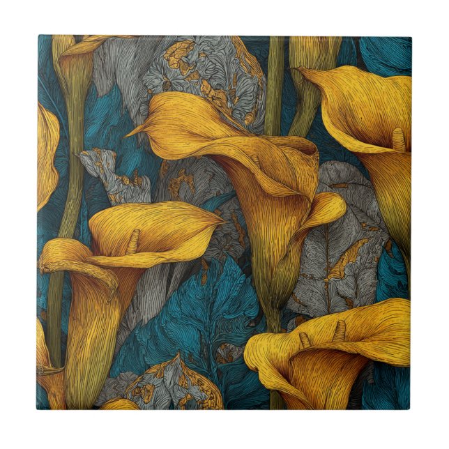 Azulejo Elegant Art Deco Calle Lilies Tiles For Backsplash (Frente)