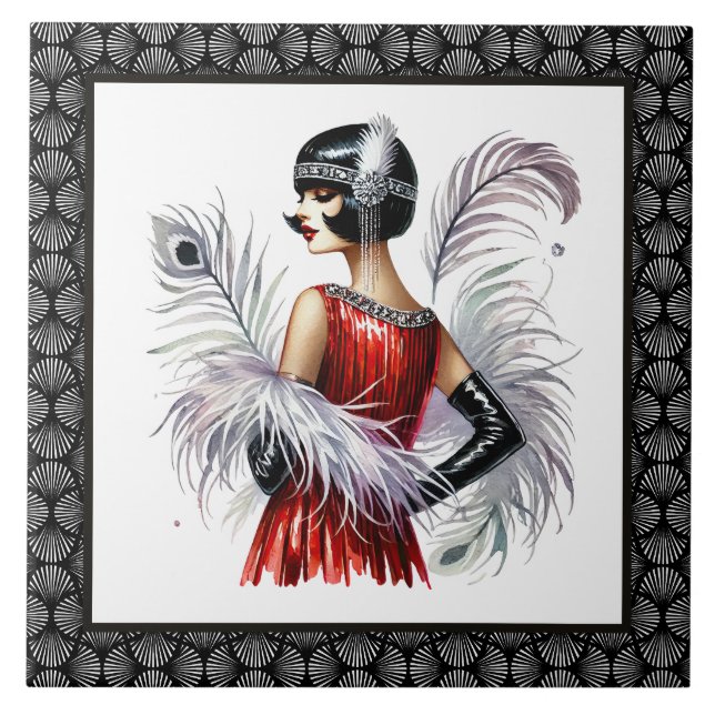 Azulejo Elegant Art Deco lady  (Frente)