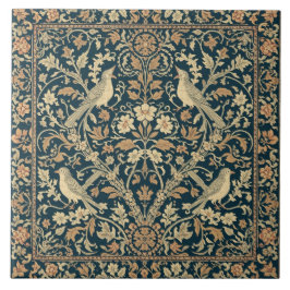 Azulejo Elegant Art Nouveau Floral Bird Vintage Botanical