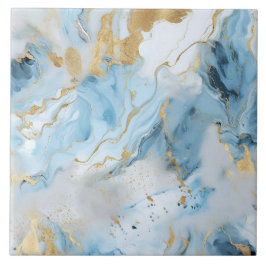 Azulejo Elegant Blue And White Gold Marble Pattern