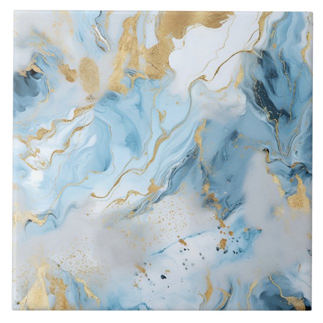 Azulejo Elegant Blue And White Gold Marble Pattern  (Frente)