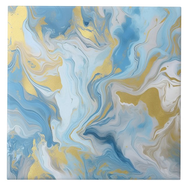 Azulejo Elegant Blue And White Gold Marble Pattern  (Frente)