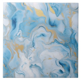 Azulejo Elegant Blue And White Gold Marble Pattern