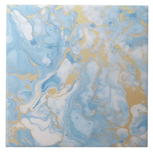 Azulejo Elegant Blue And White Gold Marble Pattern  (Frente)