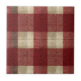 Azulejo Elegant Burgundy Ivory Rust Red Plaid Pattern