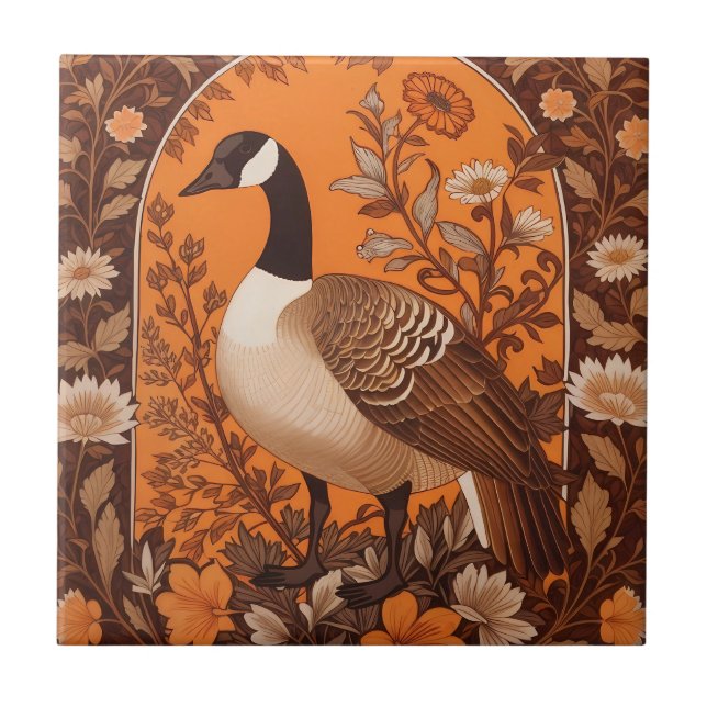 Azulejo Elegant Canadian Goose William Morris Inspired (Frente)