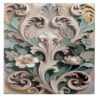 Azulejo Elegant Carved Floral Baroque Design