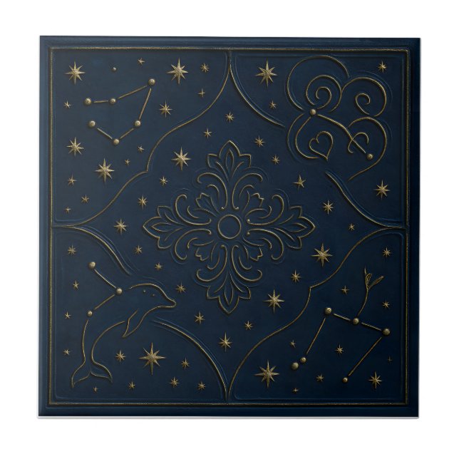 Azulejo Elegant Celestial Ceramic Tile (Frente)