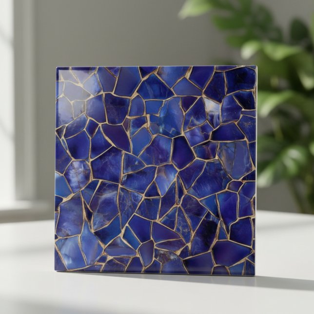 Azulejo Elegant Cobalt Blue Gold Mosaic (Subido por el creador)