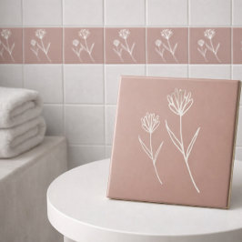 Azulejo Elegant Dusty Rose Simple Flower